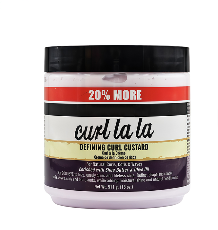 Crème Coiffante Définition de Boucles Curl Custard pour Cheveux Frisés – Boucles Naturelles, Spirales, Ondulations – Enrichie en Beurre de Karité et Huile d'Olive –